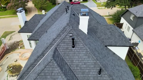 Black Composite Shingles Roof Stock Footage 318018445
