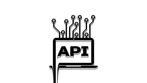 Black Computer api interface icon isolated on white background. Application Stock Footage 233779218