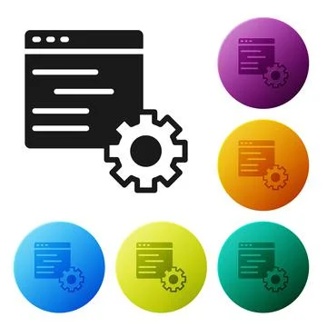 Black Computer api interface icon isolated on white background. Application 스톡 일러스트