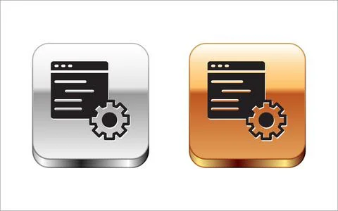 Black Computer api interface icon isolated on white background. Application 스톡 일러스트