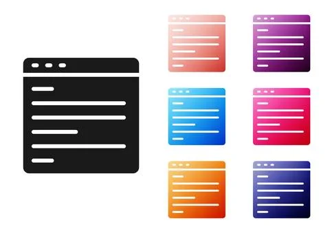 Black Computer api interface icon isolated on white background. Application.. 스톡 일러스트