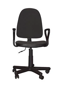 Black computer chair on a white background. Foto stock