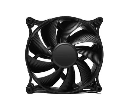 Black computer cooling fan with multiple curved blades Stock Photos