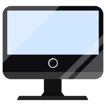 Black computer display with touch screen flat design cartoon style vector ill Illustrazione stock