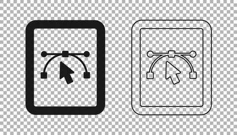 Black Computer display with vector design program icon isolated on isolated.. Illustrazione stock