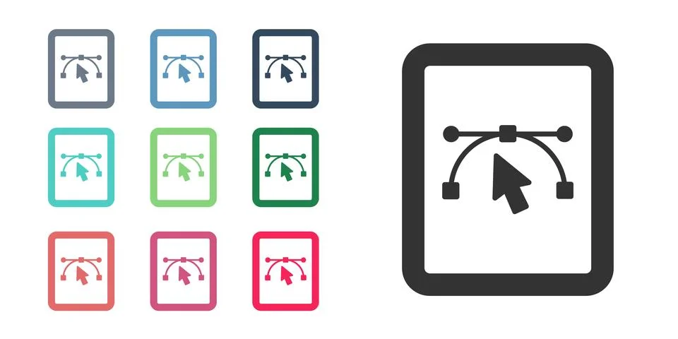 Black Computer display with vector design program icon isolated on isolated.. Illustrazione stock