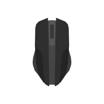 Black Computer gaming mouse icon flat Stock Illustration