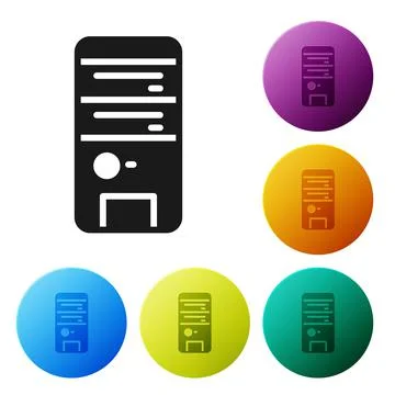 Black Computer icon isolated on white background. PC component sign. Set icons Stock-Illustration