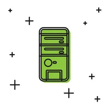 Black Computer icon isolated on white background. PC component sign. Vector Stock Illustration