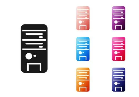 Black Computer icon isolated on white background. PC component sign. Set icons Stock-Illustration