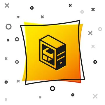 Black Computer icon isolated on white background. PC component sign. Yellow Stock-Illustration