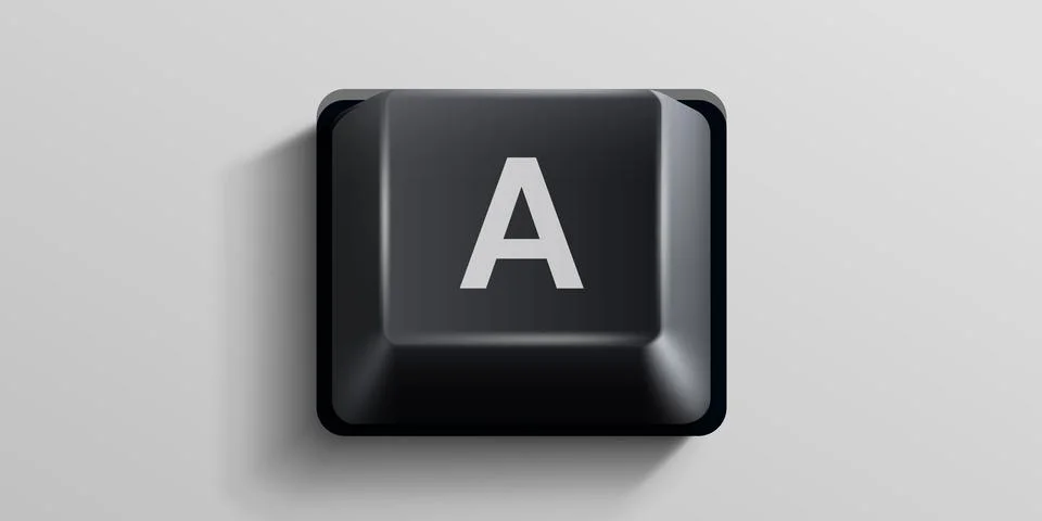 Black computer key on white background. Stock Illustration