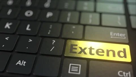 Black computer keyboard and gold extend key. Conceptual 3D rendering イラスト素材