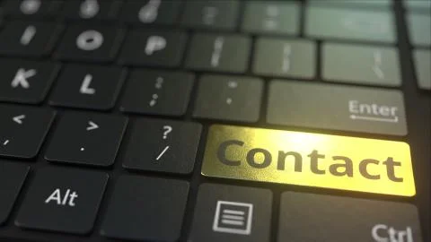 Black computer keyboard and gold contact key. Conceptual 3D rendering Stock Illustration