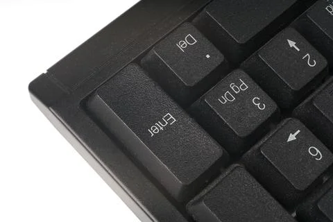 Black computer keyboard for closeup desktop computer. Foto stock