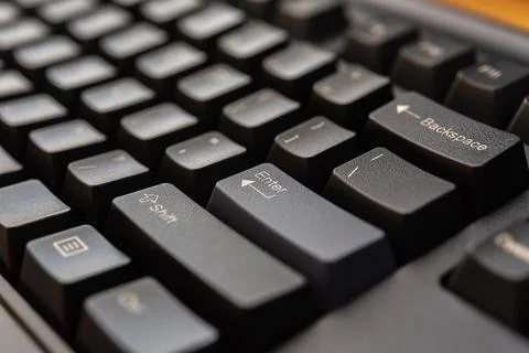 Black Computer Keyboard Closeup Stock Photos