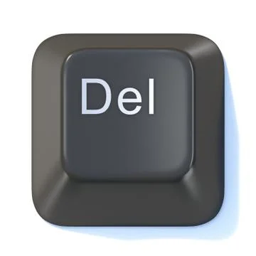 Black computer keyboard DELETE key 3D Illustrazione stock