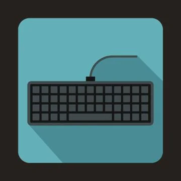 Black computer keyboard icon, flat style Illustrazione stock