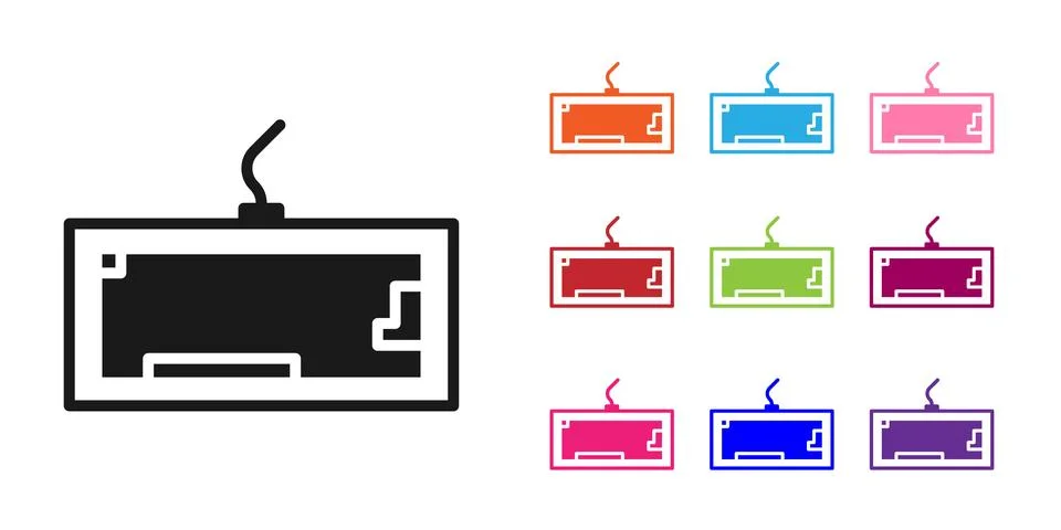 Black Computer keyboard icon isolated on white background. PC component sign 스톡 일러스트