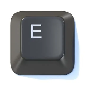 Black computer keyboard key Letter E 3D Stock-Illustration