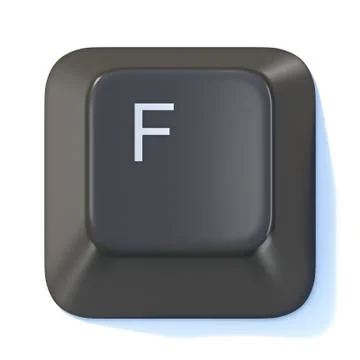 Black computer keyboard key Letter F 3D 스톡 일러스트