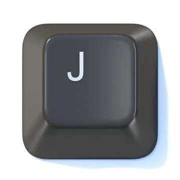 Black computer keyboard key Letter J 3D 스톡 일러스트