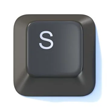 Black computer keyboard key Letter S 3D Stock Illustration