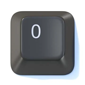 Black computer keyboard key Number 0 3D Illustrazione stock