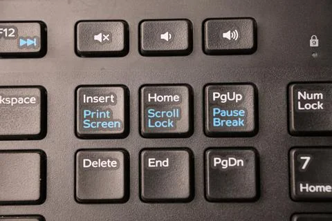 Black Computer Keyboard Macro Shot Featuring Home and Scroll Lock Keys with.. 스톡 사진