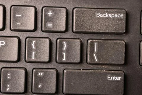 Black Computer Keyboard Macro Shot Highlighting Right Square Bracket Key wi.. Stock-Fotos