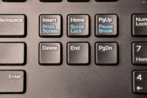 Black Computer Keyboard Macro Shot with End Key Focus and Blurred Backgroun.. Stock Photos