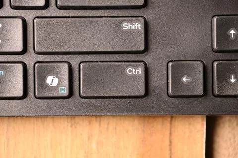 Black Computer Keyboard Macro Shot Highlighting Ctrl Key with Blurred Backg.. Stock Photos