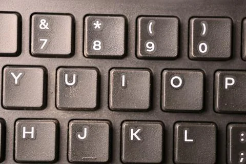 Black Computer Keyboard Macro Shot Highlighting I Key with Soft Blurred Bac.. Stock-Fotos
