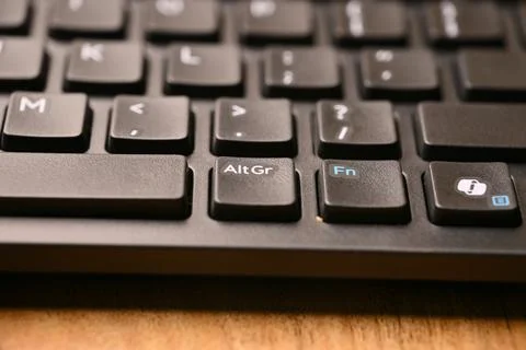 Black Computer Keyboard Macro Shot Highlighting Alt Gr Key with Soft Blurre.. Stock Photos