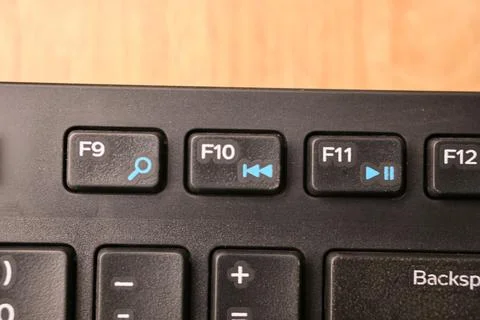 Black Computer Keyboard Macro Shot Highlighting F10 Key with Soft Blurred B.. 스톡 사진