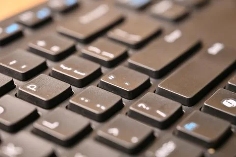 Black Computer Keyboard Macro Shot Highlighting Quote and Double Quote Key .. Foto stock