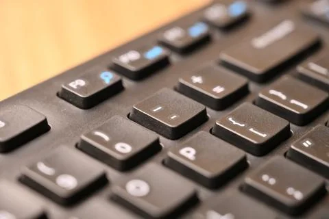 Black Computer Keyboard Macro Shot Highlighting Hyphen and Underscore Key w.. Stock Photos