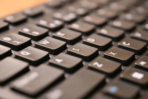 Black Computer Keyboard Macro Shot Highlighting S Key with Soft Blurred Bac.. 스톡 사진