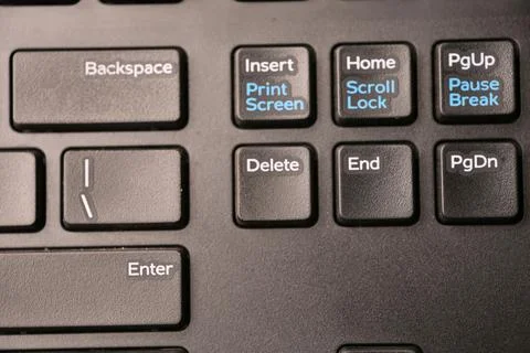 Black Computer Keyboard Top View Macro Shot with Delete Key Focus and Blurr.. Foto stock