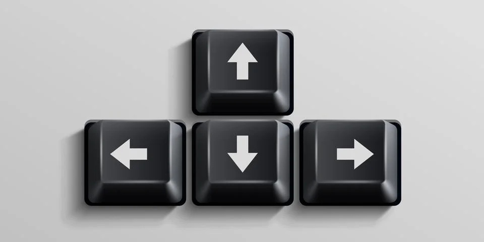 Black computer keys on white background. Arrows. Stock Illustration