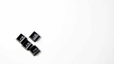 Black computer keys on a white background with w,a,d and s letters. Gaming keys. Stock Photos
