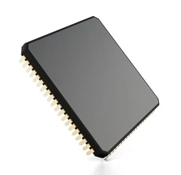 Black computer microchip isolated on white background. 3D illustration 스톡 일러스트