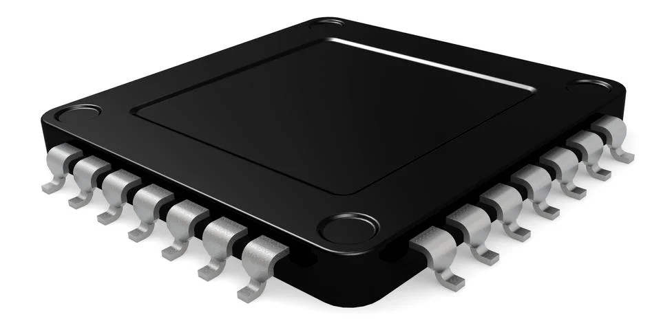 Black computer microchip isolated on white background 스톡 일러스트