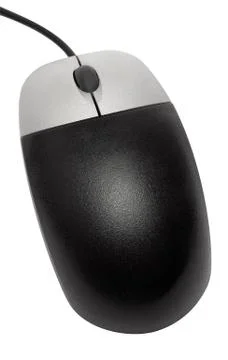 Black Computer Mouse with Clipping Path Isolated on a White Background Фото