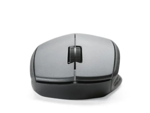 Black computer mouse front view isolated Foto stock
