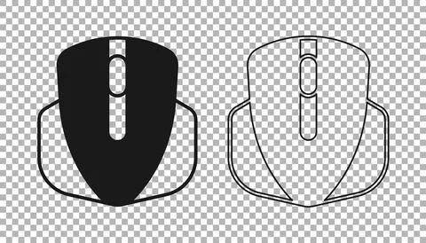 Black Computer mouse gaming icon isolated on transparent background. Optical Illustrazione stock