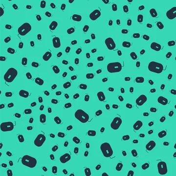 Black Computer mouse gaming icon isolated seamless pattern on green background Stock Illustration