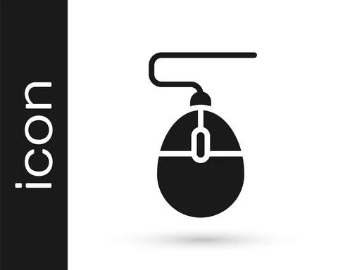Black Computer mouse gaming icon isolated on white background. Optical with Illustrazione stock