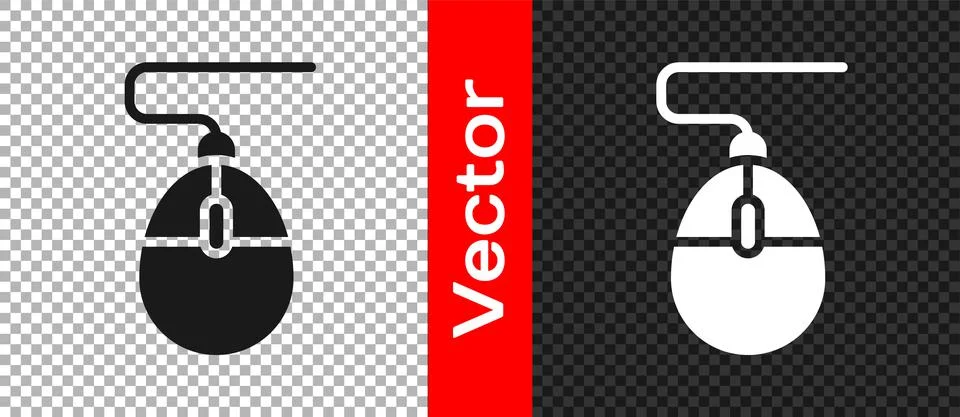 Black Computer mouse gaming icon isolated on transparent background. Optical イラスト素材