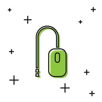 Black Computer mouse icon isolated on white background. Optical with wheel Stock Illustration